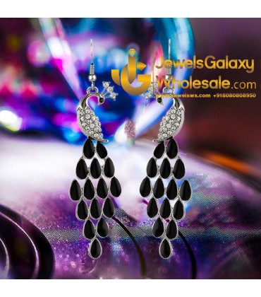 American Diamond Peacock Design Drop Earrings 1514